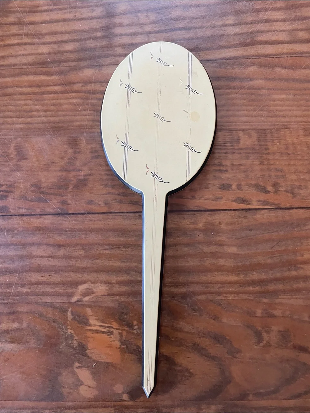 Vintage retro art deco hand mirror unique rare bathroom home decor celluloid